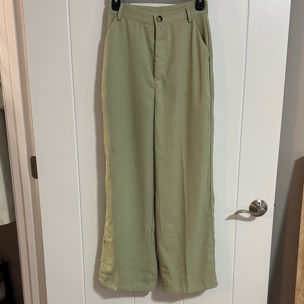 Wide-Leg Green Trousers